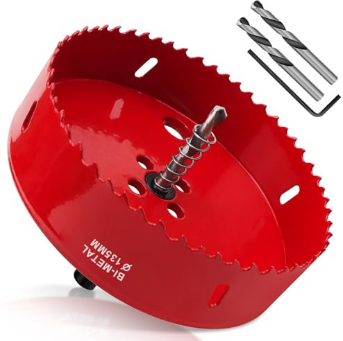 Yeepeo Hole Saw 135 mm, Universal HSS M42 Bi-Metal Hole Saws, Circular Saw with Hex Shank and Drill Bit Set Drill Bit for Wood, Drywall, Plastics, 1 Piece Red