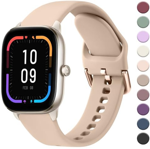 ZGCE für Amazfit GTS 4 Mini Armband/Amazfit GTS 2 Mini Armband/GTR Mini/GTS 4/GTS 3/GTS 2, 20mm Klassisch Silikon Armbänder Damen Herren, Verstellbares Sport Ersatzband Uhrenarmband,Milchtee Farbe