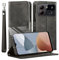 MQERYBV Custodia Cover per ZTE Blade A54,con Protettiva in Vetro Temperato TPU Antiurto PU Pelle Premium Portafoglio Supporto Stand Carta Fessura Magnetica Custodie di Pelle Flip Case Nero