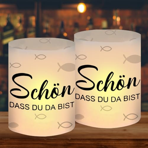 12 Stück Windlicht Tischdeko Schön DASS du da bist, Teelichter Tischdeko Geburtstag, Windlichter Taufe Kommunion Deko, Lichthülle für Junge Mädchen Taufe Konfirmation Hochzeit Geburtstag Deko