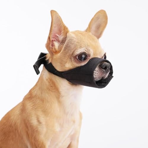 Yoolhamy Maulkorb für Hunde mit kurzer Schnauze, weicher Maulkorb für kleine, mittelgroße und große Hunde, um Beißen und Bellen zu verhindern, passend für Chihuahua, Shih Tzu Bulldogge, Pitbull, um