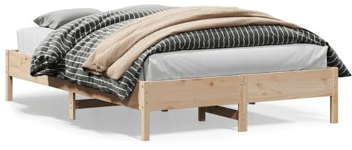 vidaXL Massivholzbett, Holzbett Bett für Schlafzimmer, Bettgestell Bettrahmen mit Lattenrost, Doppelbett Schlafzimmerbett, 150x200cm Kiefer