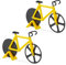 Relaxdays 2X Tagliapizza Bicicletta, Rotella per Pizza a Forma di Bici, Cutter da Cucina in Acciaio Inox, Tagliapasta, Giallo