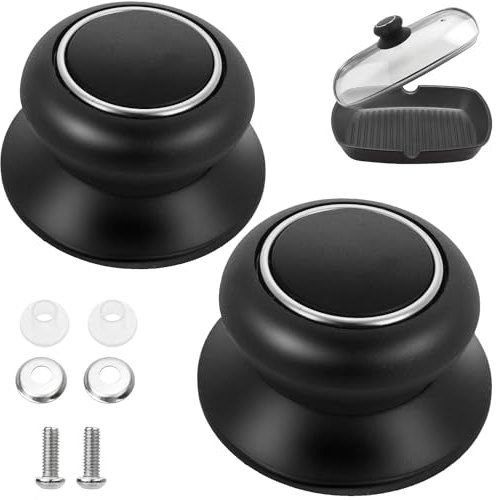 Bogoro Universal Topfdeckelgriffe 2pcs Deckelgriff,Topfdeckel Griff,Topfdeckelknöpfe Pfannendeckel,Mit Schrauben Und Unterscheiben Ersatzgriff Für Topfdeckel, Ersatzknöpfe, Kasserolle(Schwarz)