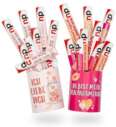 younikat Aufkleber-Set Lieblingsmensch und Ich liebe dich passend für zwei Duplo Pralinen Packungen I rosa pink I dv1367