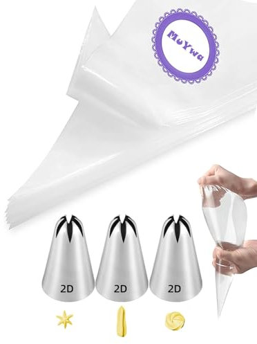 Set di beccucci e sac à poche 2D, punta chiusa a stella, 3 pezzi con 20 sac à poche usa e getta per decorare torte, 23 pezzi