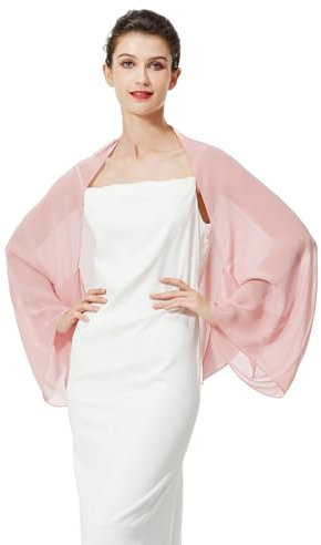 BEAUTELICATE Chiffon Schal Stola Damen Festlich Elegante Schultertuch Bolero Shrug mit Ärmel für Abendkleider Brautkleider Sommer Hochzeit (Ballett Rosa, Einheitsgröße)