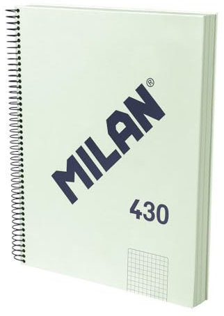 MILAN® Quaderno A4 con copertina rigida, carta a quadretti (5 x 5 mm), 120 fogli da 95 g/m², collezione gomma 430, verde