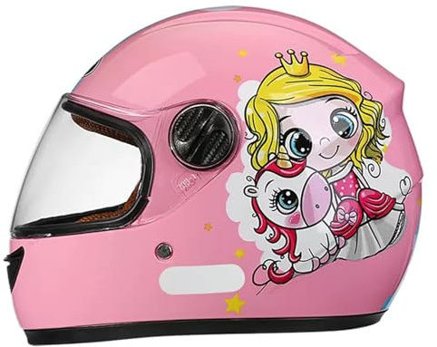 Casco moto integrale per bambini, casco scooter omologato ECE con visiera parasole e sciarpa rimovibile, casco scooter per ragazzi e ragazze dai 3 ai 12 anni B-1,48-55CM