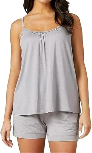 Loose Fitting Tank Top with Built in Bra, Built in Bra Tank Tops for Women, 2024 Summer Casual Adjustable Spaghetti Strap Camisole (UK, Alpha, M, Regular, Regular, Gray)