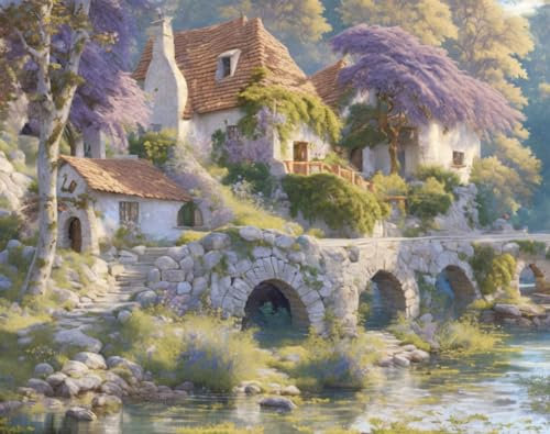 OuDeZjzhu Quadro su tela Wall Art 58 x 90 cm Casa di campagna senza cornice Poster