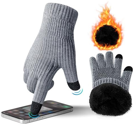 ineepor Alpaka Handschuhe Herren Damen Doppelschicht Touchscreen Thermo Warme Fleecefutter Winterhandschuhe Wolle Strickhandschuhe Rutschfeste