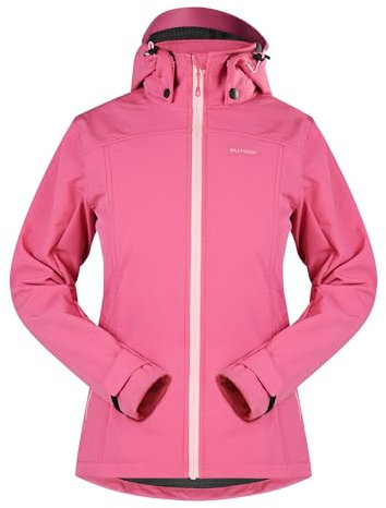 KUTOOK Veste Softshell Femme Hiver Chaud Imperméable Blouson Coupe Vent Manteau Ski Running Veste Randonnée Pluie Snowboard Rose XL