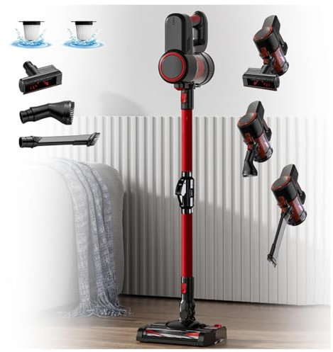 MeLtor Aspira E Lava Pavimenti Casa Asciutto e Umido,Luci LED,5 in 1 Scopa Lava E Aspira Pavimenti per Pulizia Domestica/Capelli/Polvere/Lavapavimenti