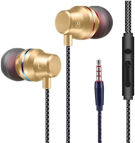 Earphones Wired In-Ear Headphones, Headphones for Android Phones, Samsung Wired Earbuds with Microphone Noise Isolating Headset Compatible with Samsung Android Tablets Laptops Computers (Rose Gold)