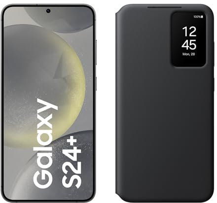 Samsung Galaxy S24+ AI Smartphone, 12 GB RAM, 256 GB Speicher, Onyx Black, 3 Jahre Herstellergarantie + Smart View Wallet Case Black