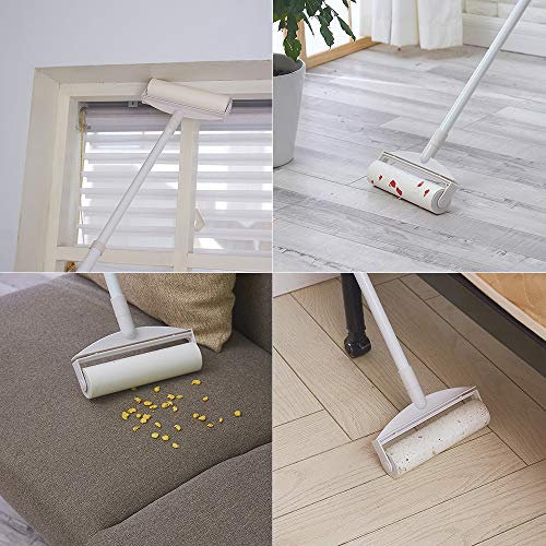 Trocknerblätter Tierhaarentferner, klebrige Rollen für Boden, langer Griff, klebriger Mop, Fusselrollen für Tierhaare, extra klebriger Mop, Anzug für Fallen Schmutz, Staub und Haare (klebrig