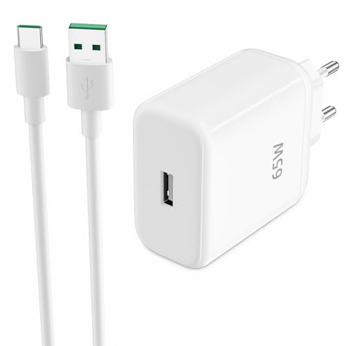 65W Caricatore Rapido con Cavo USB C 1M per OPPO Find X3 Neo X2 Pro Reno7 5G Reno6 Reno4, Caricatore Rapido Charge VOOC con Cavo USB Type C per realme GT NEO 2 7 Pro X50 OnePlus Nord CE 2 9 8T