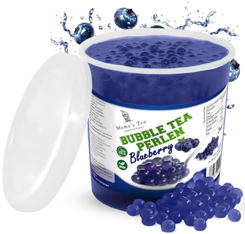 Momo's Tea® Bubble Tea Perlen - zum selber machen [Blaubeere - 3kg XXL Behälter] - 100% vegan, halal, glutenfrei