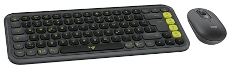 Logitech POP ICON Keys kabellose Bluetooth-Tastatur, Komfortables Tippen, POP Mouse, kompakte, Mobile kabellose Bluetooth-Maus programmierbaren Tasten und leisen Klicks, DEU QWERTZ - Grafit