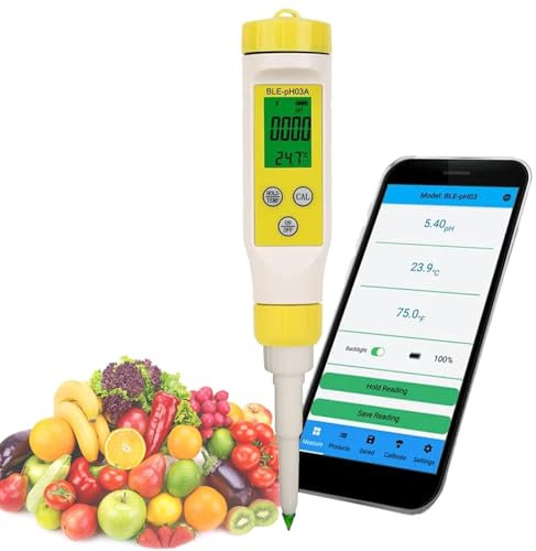 MiBoce PHmetro per Alimenti Bluetooth, PHmetro Digitale per Fermentazione Alimentare, Intervallo di Misurazione 0,00-14,00 PH, Risoluzione 0,01 PH, Controllo Intelligente Tramite App