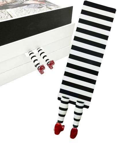 Böse Hexe Lesezeichen, Böse Hexenbeine Lesezeichen mit Roten Schuhen, Multifunktionale Schwarz Und Weiß Seite Marker, Buchdekor Für Buchliebhaber