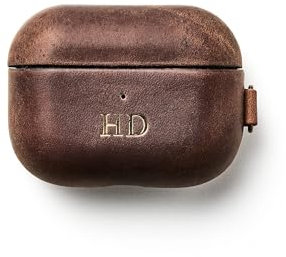 Cotswold Wears Personalised Genuine Leather AirPods Pro 2 Case, Compatible with Apple AirPods Pro 2nd Generation 2023/2022, Compatible with Wireless Charging, Front LED Visible (Dark Brown Pro 2)