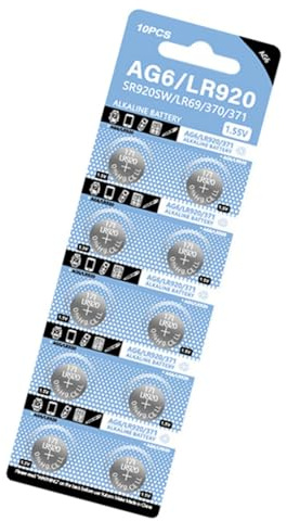 Lot de 10 piles bouton alcalines AG6 1,55 V 32 mAh SR920SW SR69 SR921 LR920SW 280-31 V371 pour montre jouet