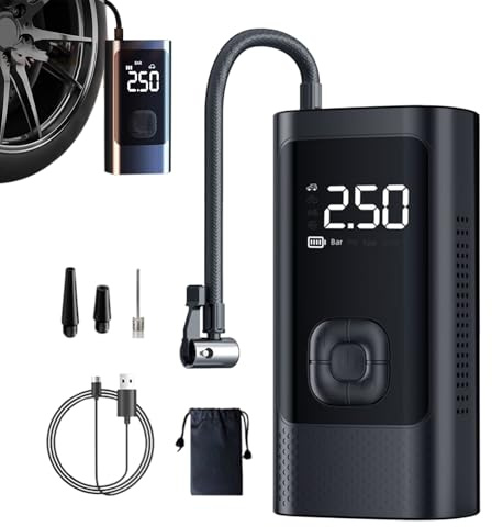 Portable Air Compressor Tyre Inflator, Cordless Tire Pump, 3,150 Psi Inflators, Lightweight Compact Design, Ideal for Motorcycle, Auto Bike, Use, 6.10 x 3.08 x 2.24 inches