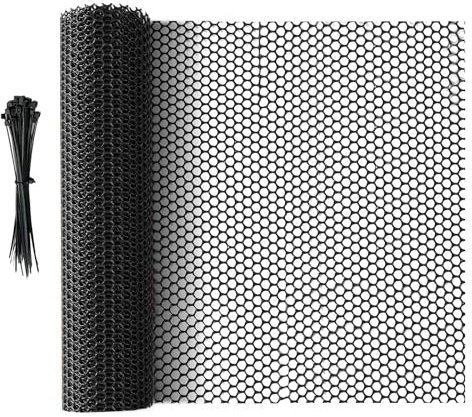 65.6 FT x 15.7 in Roll Mesh Fence, Versatile Black Plastic Fencing & Netting, Cuttable Animal Wire Mesh Fence, Durable Tree Trunk Protector, Suitable for Cat Dog Rabbit Barrier and Plant Protectors