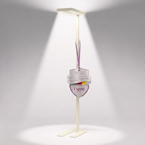 LiLaTec LED Büroleuchte Stehleuchte Arbeitsplatzleuchte für das Arbeitszimmer Bürolampe aus Alu, dimmbar, 4.000K Neutralweiß, 8.000lm, 60W, UGR< 19 blendfrei, Up & Down (perlweiß/beige)