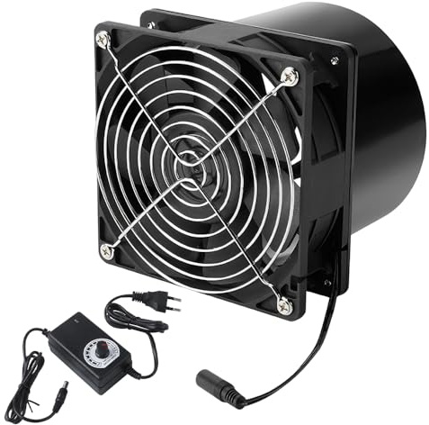 Gobesty 100mm Abluftventilator, 12V Rohrventilator mit Geschwindigkeitsregler, Hitzebeständig Rohrlüfter 100mm leise & langlebig 3000RPM für Bad WC Küche Gewächshaus Zelt Garage