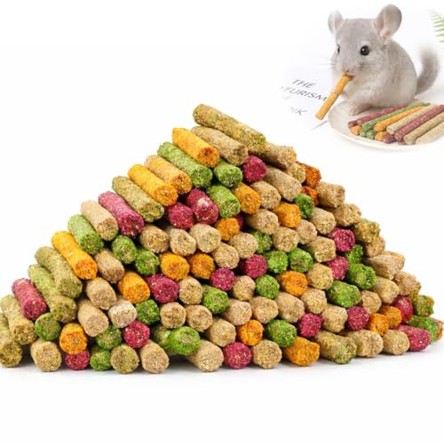 RowGlow 500g Baton De Foin Lapin Naturelle 85pcs, Bâton De Dentition pour Animaux De Compagnie, Batonnet Timothy Flocons Betterave Luzerne Jouet pour Lapin Hamster Cochon d'Inde Chinchilla