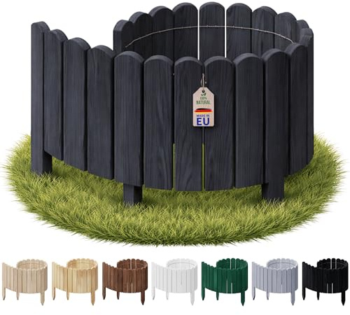 Floranica Ganivelle 10x100 cm Gris foncé Bordure de Jardin en Bois de pin