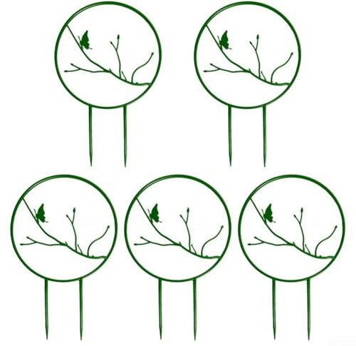 5 Stück runde Pflanzengitterringe für Topfpflanzen Indoor ABS Kletterstütze für Efeu Clematis und vertikale Blütenpflanzen (Schmetterling)