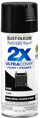 Rust-Oleum 249122 Painter's Touch 2X Ultra Cover Spray Paint, 12 oz, Gloss Black