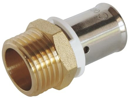 SOMATHERM FOR YOU, Raccord à sertir mâle 15/21 pour tube PER Ø20 - Installation rapide et fiable, acier inoxydable, compatible avec profils H, U, RF, pression max 10 bars, certifié NF