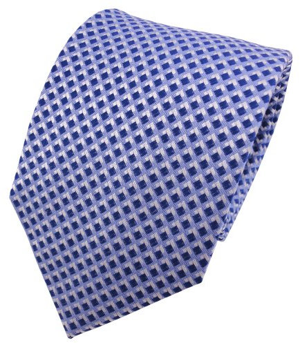 TigerTie Designer Seidenkrawatte in blau hellblau brillantblau silber kariert