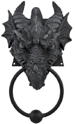 Gothic Dragon Door Knocker Cast Iron Finish