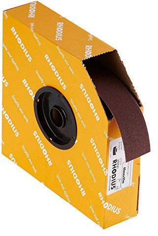 RHODIUS SPBR, 1 Stück Schleifleinen 40 mm x 25 m K120, für Metall und Holz, Schleifpapier, Handschliff, Schleifband, Schmirgelpapier, Rollenware