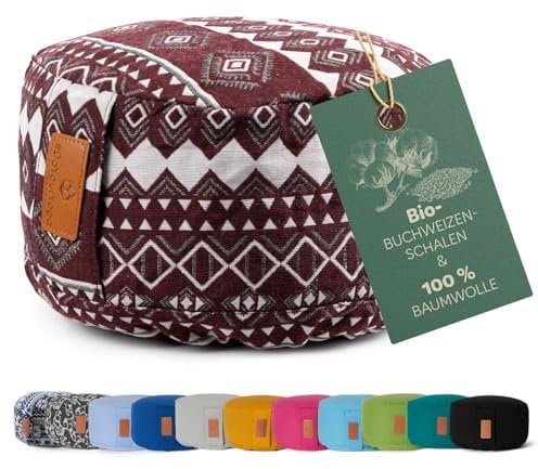 #DoYourYoga rundes Yogabolster - waschbarer Bezug, Bio-Buchweizenschalen (KBA) Füllung, 30 x 15 cm, Yoga Kissen für Yin Yoga & Meditation - Style (2)