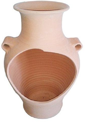 GIARA/PORTAOMBRELLIORCHIDEA APERTO IN TERRACOTTA FATTO A MANO SUL TORNIO; ALTEZZA CM. 55, DIAMETRO CM. 32.