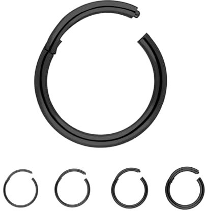 Treuheld® Titan Segment Clicker Piercing - Schwarz - 1,2mm x 8mm - Segmentring Klicker