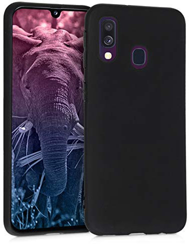 kwmobile Hülle kompatibel mit Samsung Galaxy A40 Hülle - weiches TPU Silikon Case - Cover geeignet für kabelloses Laden - Schwarz matt