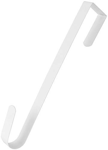 RN'D Over Door Wreath Hook - Thin Metal Overdoor Wreath Holder Seasonal Hanger for Front or Back Door (White, 12)