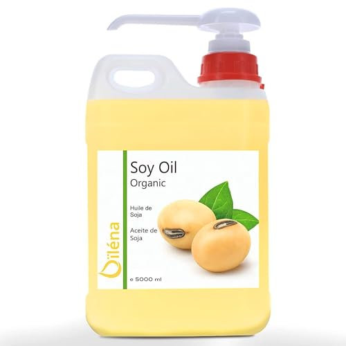 Huile de Soja BIO - Huile Corps Hydratante pour Massage Professionnel, Anti-cellulite, Raffermissant, Anti-âge visage à la vitamine E, Démaquillant, Bronzant - 5000 ml