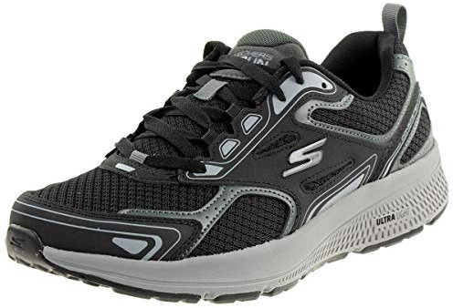 Skechers Men's Go Run Consistent Sneaker, Black Leather/Synthetic/Gray Trim, 11 UK