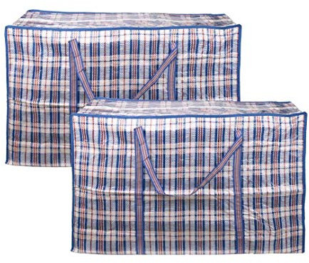 EDATOFLY Confezione da 2 Borse Plastica con Cerniera, Borse per Vestiti Grandi Buste Trasloco Sacchi Trasloco per Trasporto E Protezione Abiti (Blu, 70cm*50cm*25cm)