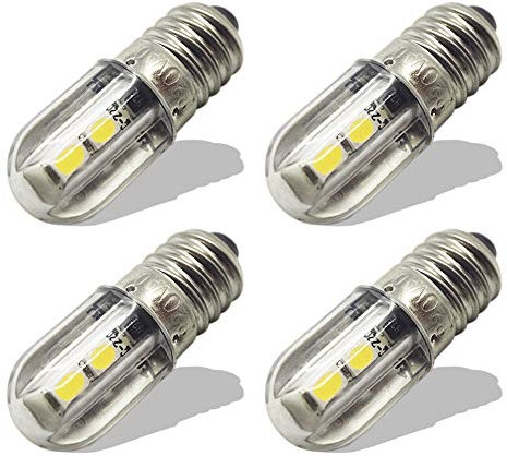 Ruiandsion E10 LED-Glühbirne 220V 230V AC Energiesparende LED-Anzeigeleuchte E10 Schraubsockel 3030 4SMD Chipsätze LED Upgrade Glühbirne,Weiß(4er Pack)