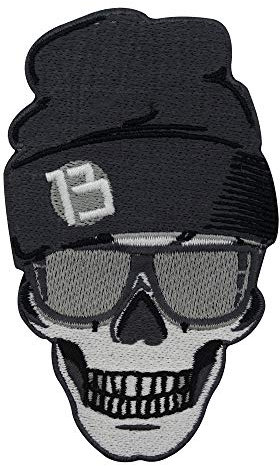 Finally Home Totenkopf mit Mütze und Sonnenbrille Patch zum Aufbügeln | Totenschädel Patches, Biker Schädel Bügelflicken, Motorrad Kutte Flicken, Aufnäher